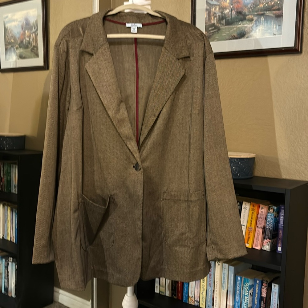 Croft & Barrow Women’s Blazer Brand New Brown & Black Size 4X